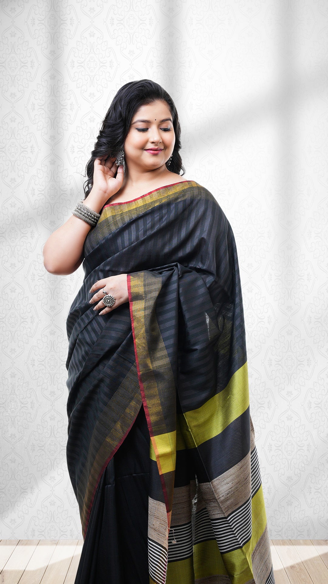 A black silk saree