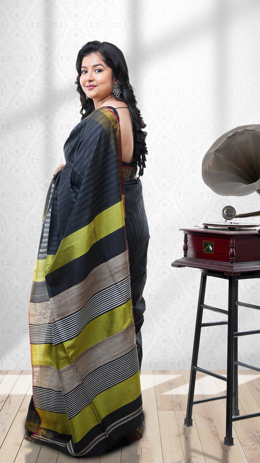 A black silk saree