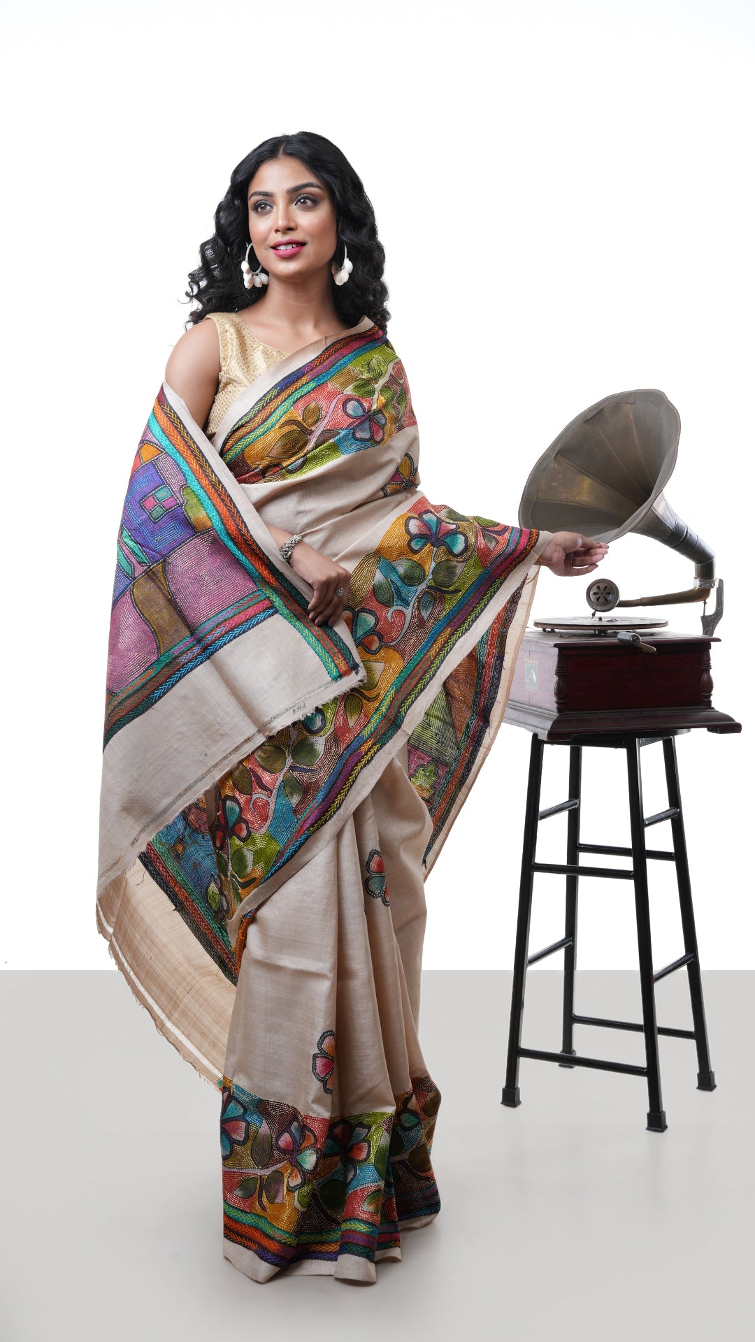 A beize kantha saree