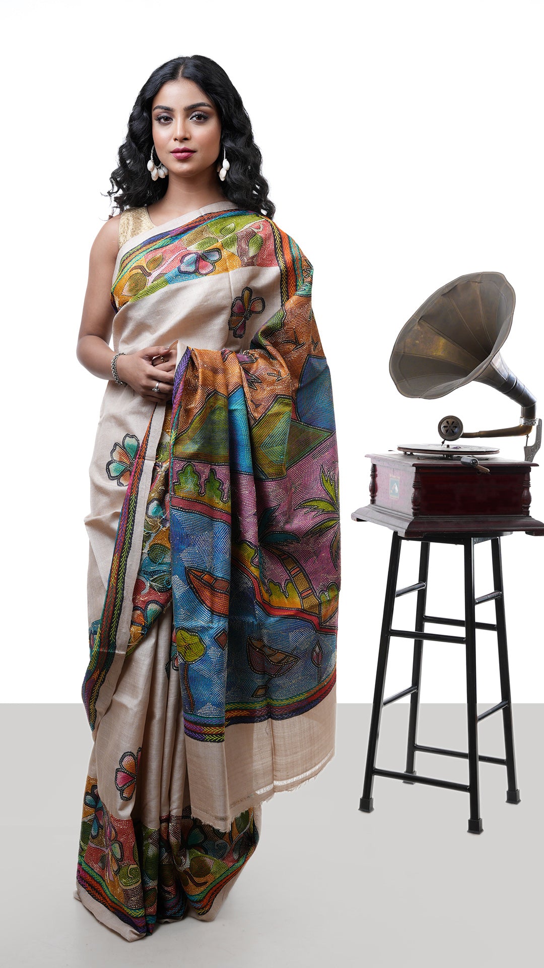 A beize kantha saree