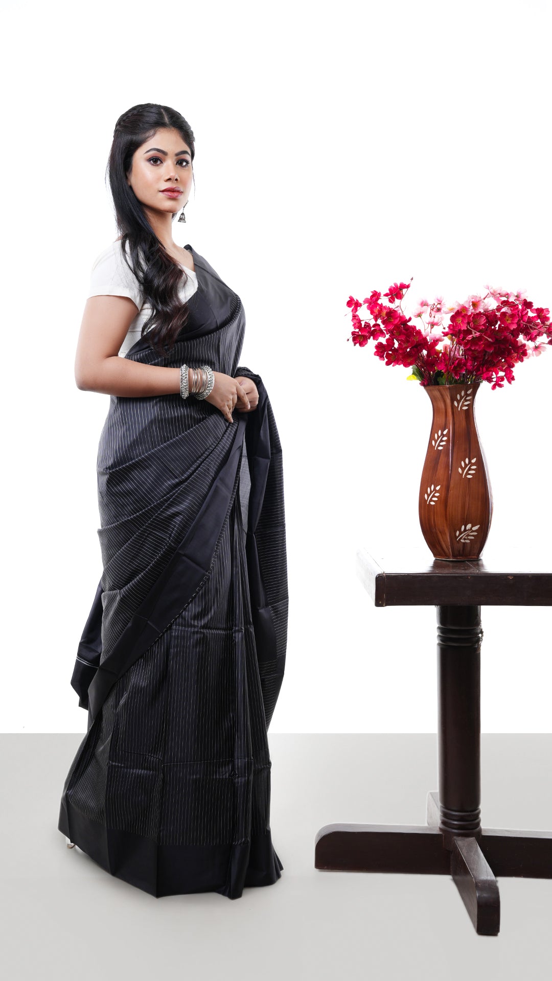 A black silk saree