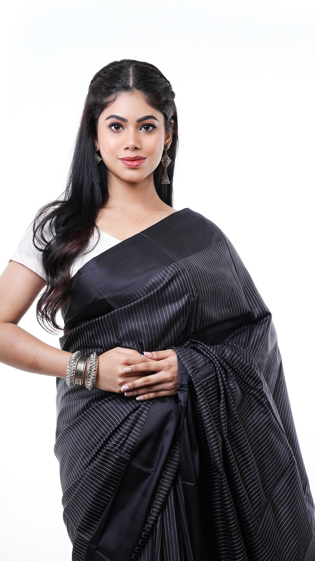 A black silk saree