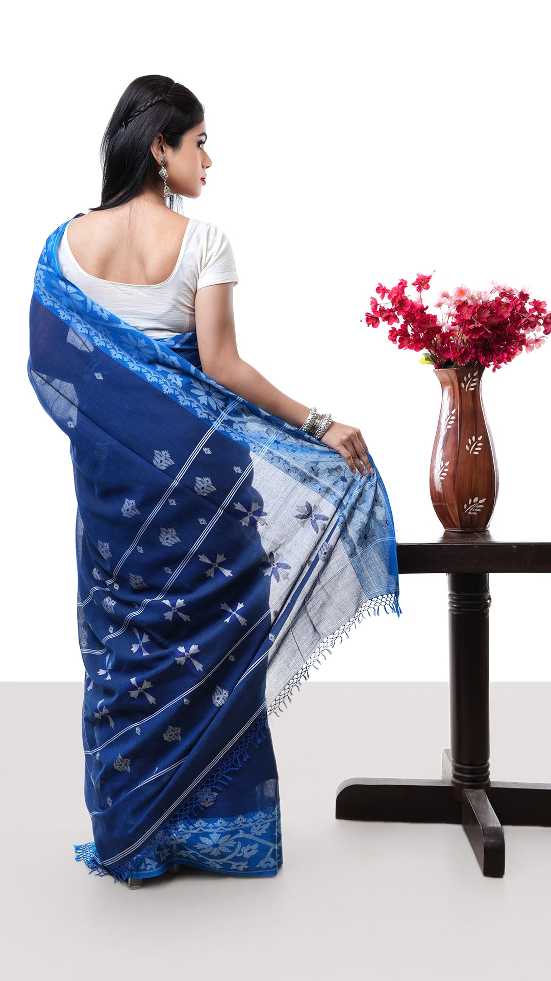 A silk saree in blue colour
