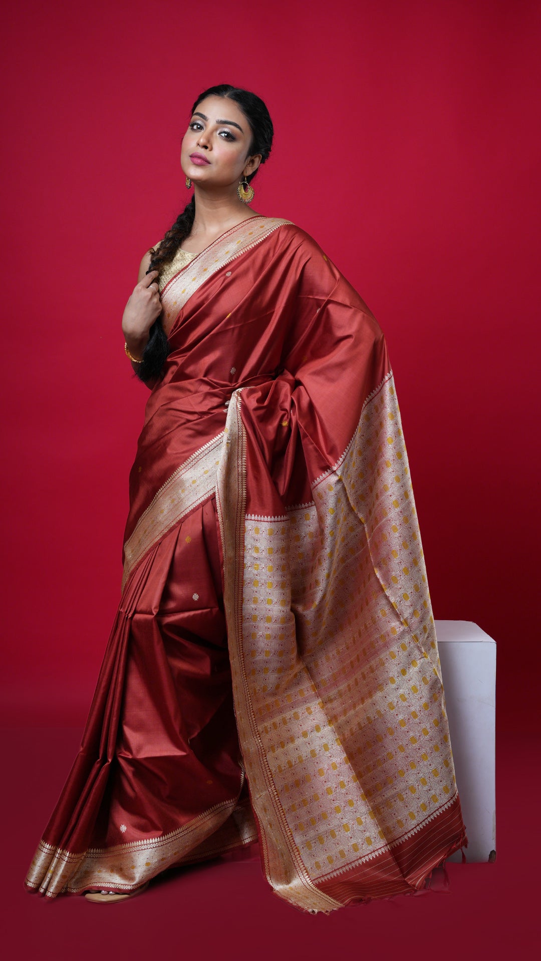 A rust colour tangail silk