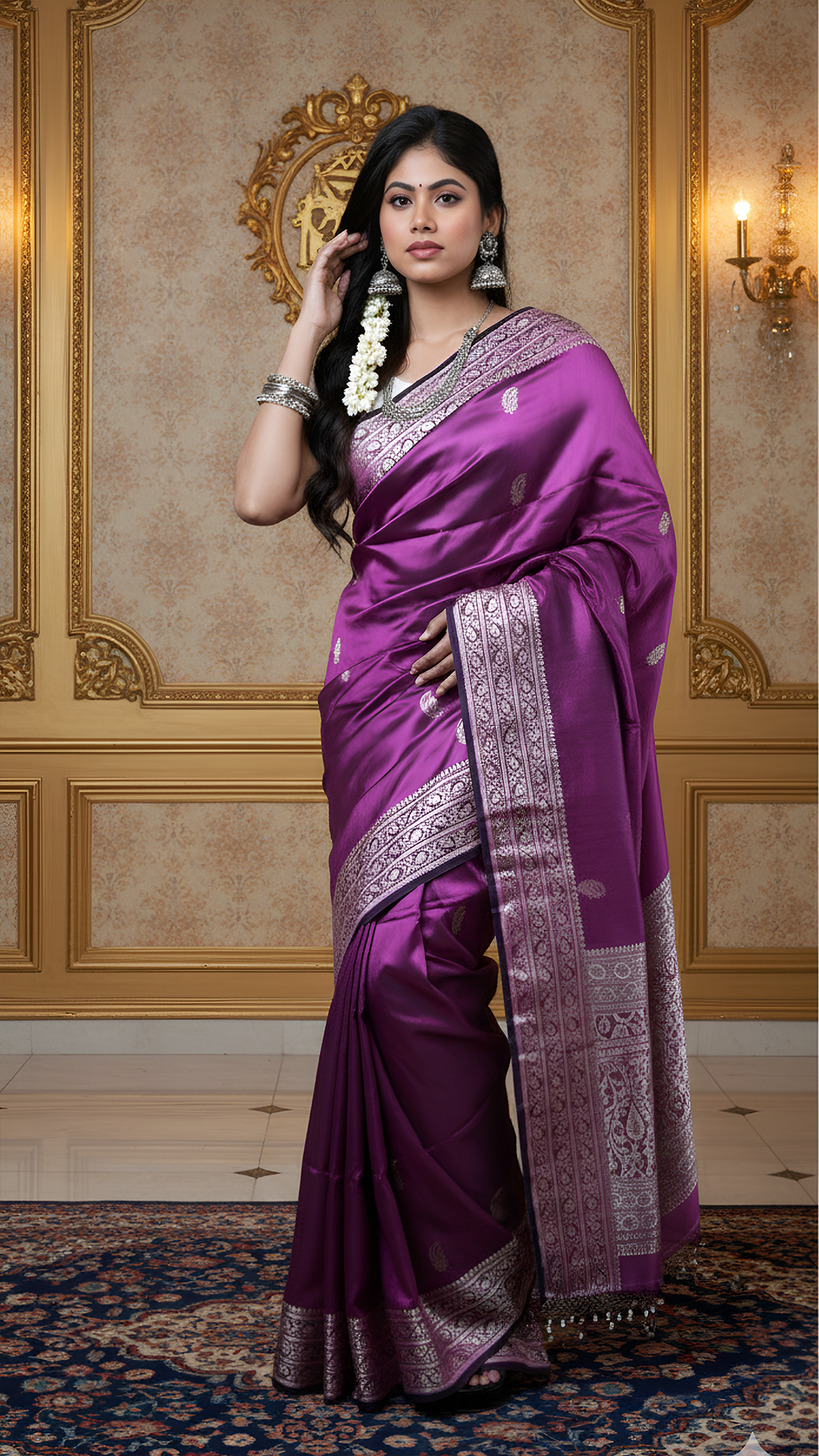 A magenta coloured silk saree. A magenta toned silk saree with soft finish. Crafted with silk Warp and weft. Standard 5.5-meter length. Includes matching blouse piece. handloom silk sari