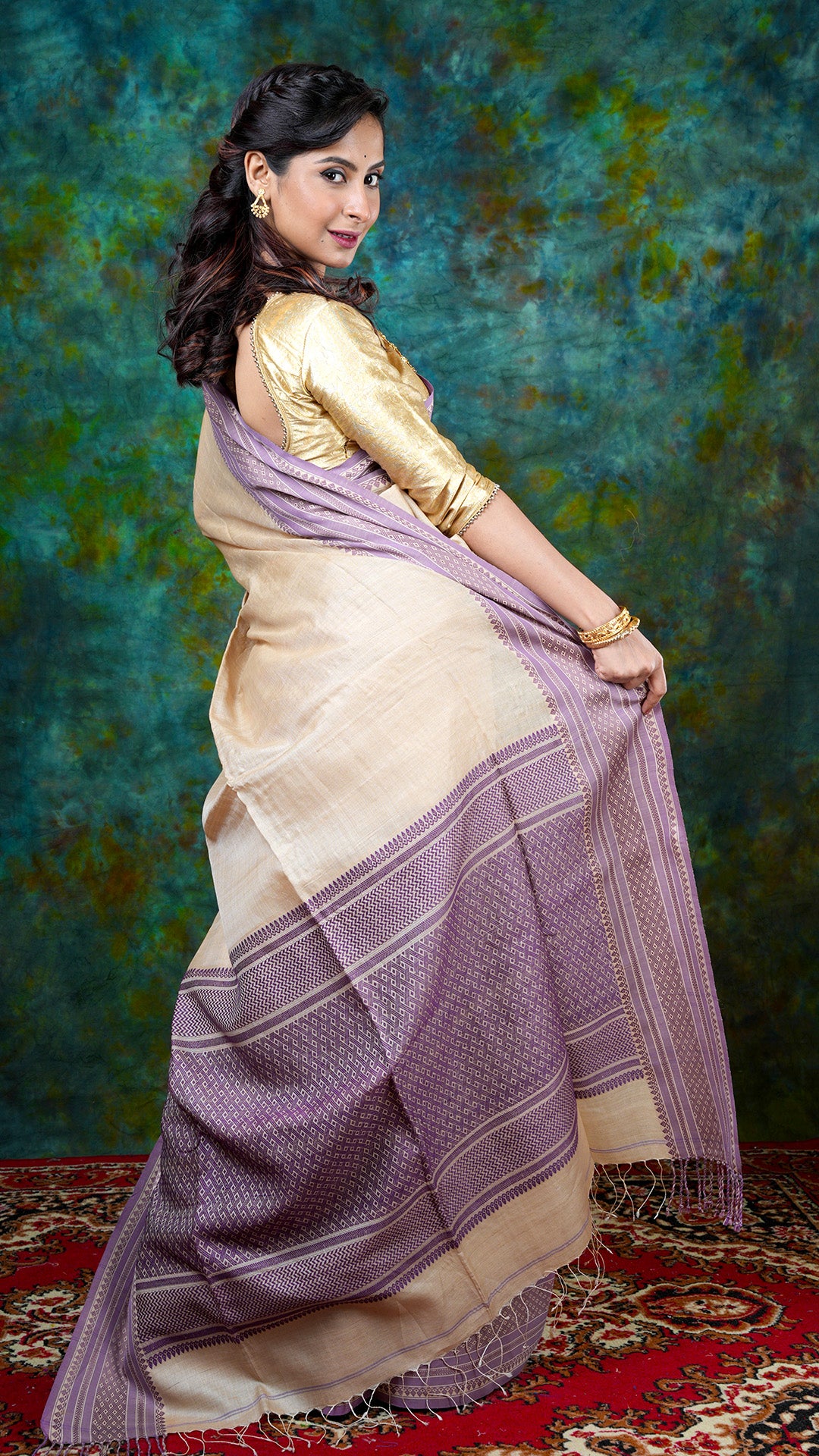 A tassar saree with mauve border