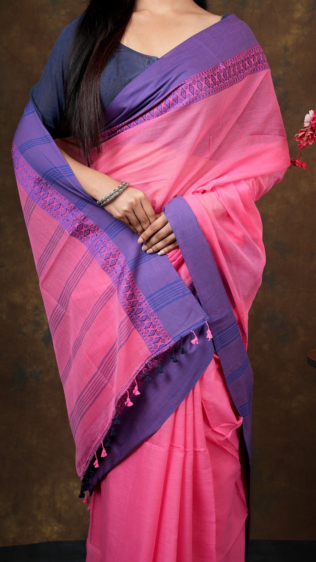 A strawberry pink with blue tangail