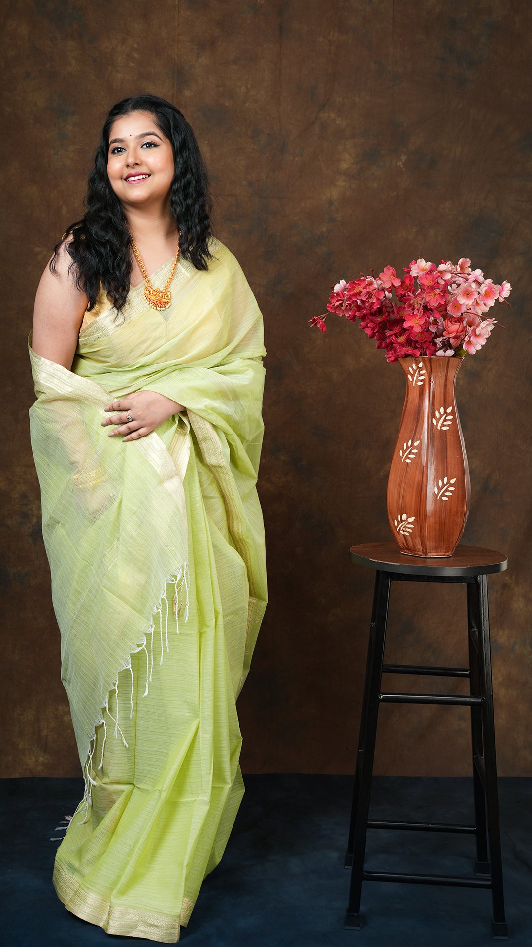 A light green tangail saree