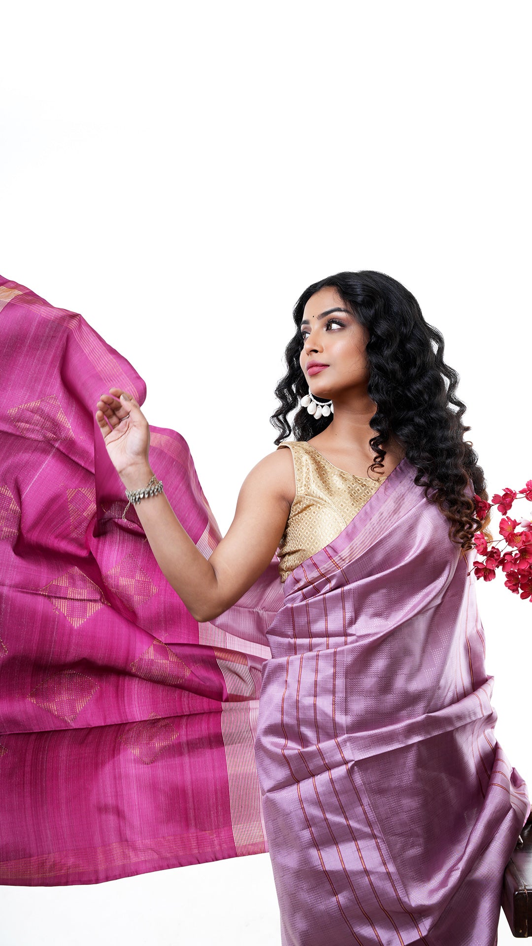 A silk saree in cinnamon colour