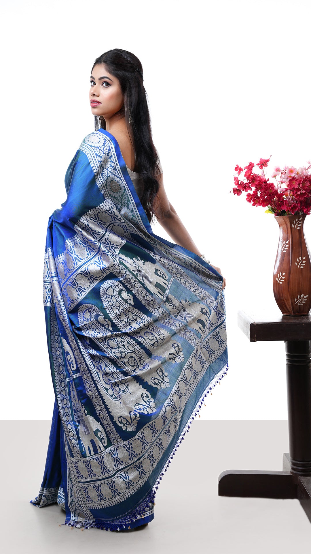 A silk saree in blue colour