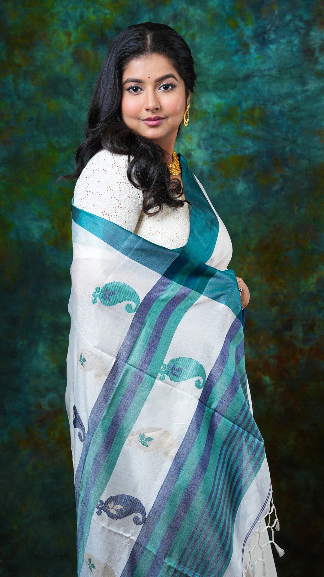 A off white silk saree