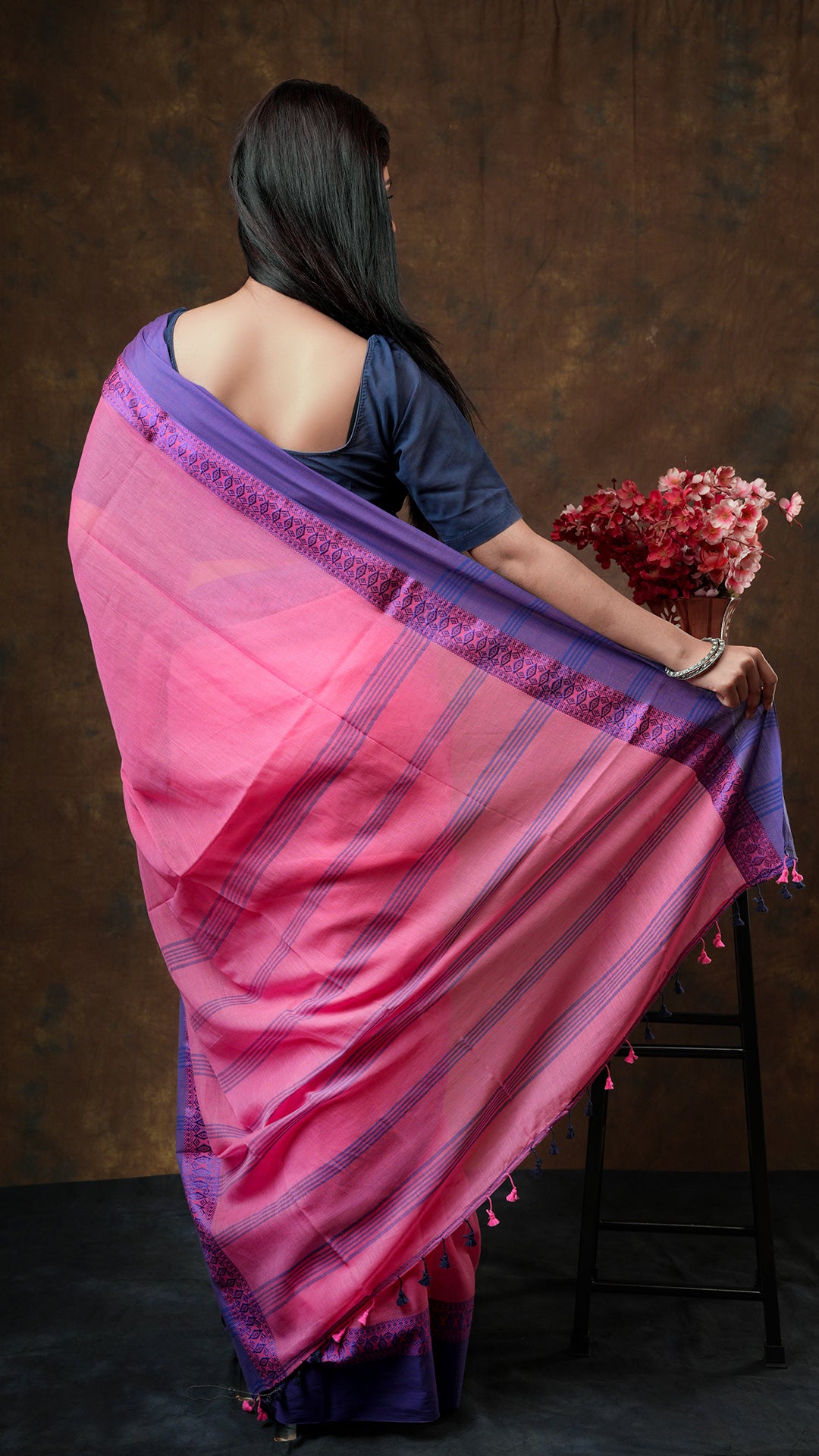 A strawberry pink with blue tangail