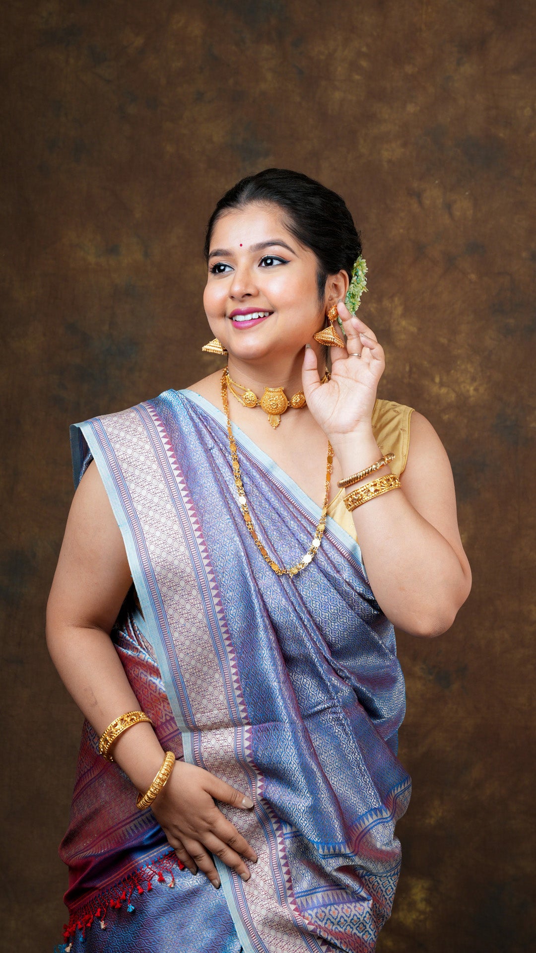 A blue coloured tissue silk
